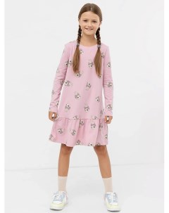 Хлопковое платье в расцветке зайки на розовом для девочек Mark formelle