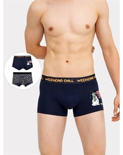 Трусы мужские боксеры мультипак (2 шт.) синие с рисунком "печенье" Mark formelle