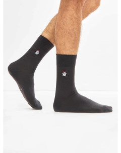Высокие мужские носки графитового цвета с миниатюрным новогодним рисунком Mark formelle