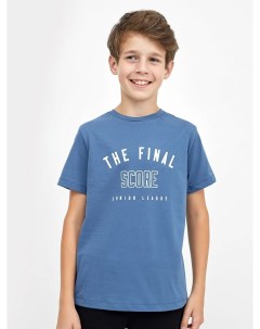 Хлопковая футболка серо синего цвета для мальчиков Mark formelle