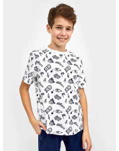 Белая хлопковая футболка с пиратским паттерном для мальчиков Mark formelle