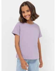 Прямая хлопковая футболка сиреневого цвета для девочек Mark formelle