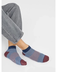 Укороченные мужские носки в полоску с бордовыми и синими элементами Mark formelle