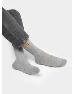 Высокие мужские носки в оттенке серый меланж с яркой надписью Mark formelle