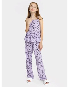 Комплект для девочки топ брюки в фиолетовом цвете с рисунком цветов Mark formelle