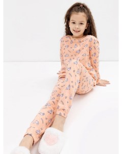Пижама для девочек лонгслив брюки в розовом цвете с единорогами Mark formelle