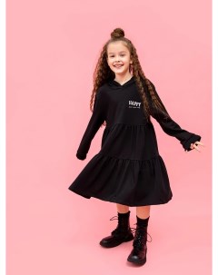 Платье с длинными рукавами и капюшоном черного цвета для девочек Mark formelle