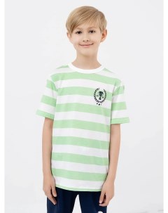 Хлопковая футболка в широкую полоску с теннисным принтом Mark formelle