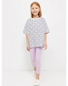 Комплект для девочек футболка в полоску и легинсы лавандового цвета Mark formelle