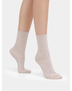 Женские высокие носки без бортика в цвете бежевый меланж Mark formelle