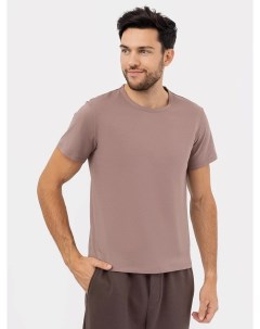 Хлопковая однотонная футболка коричневого цвета Mark formelle