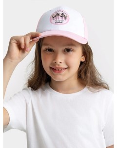 Бейсболка детская для девочек розово белая с печатью Mark formelle