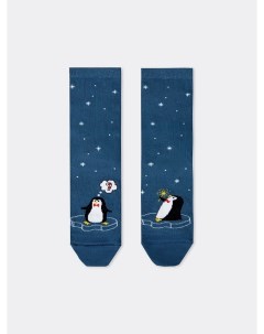 Носки женские синие с рисунком в виде пингвинов Mark formelle