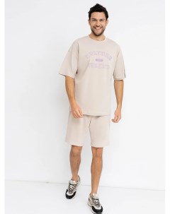 Стильный мужской комплект оверсайз футболка и шорты в светло кофейном цвете Mark formelle