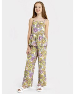 Комплект для девочки топ брюки в белом цвете с рисунком цветов Mark formelle