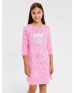 Сорочка ночная для девочек розовая с принтом предметы Mark formelle