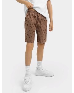 Тканевые шорты для мальчиков коричневые с принтом Mark formelle