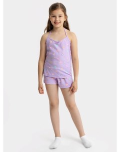 Комплект для девочек топ шорты в фиолетовом оттенке с принтом ракушек Mark formelle