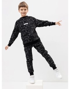 Теплый комплект для мальчиков свитшот и брюки в расцветке серые брызги на черном Mark formelle
