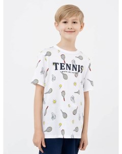 Хлопковая футболка в белом цвете с теннисным принтом Mark formelle