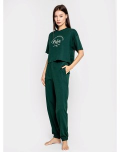 Комплект женский футболка брюки зеленый с печатью Mark formelle