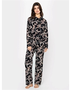 Комплект женский (блузка, брюки) черный с узорами Mark formelle