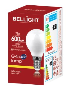 Лампа светодиодная G45 7Вт Е14 3000К LED Bellight