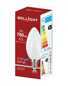 Лампа светодиодная С37 8Вт Е14 4000К LED Bellight