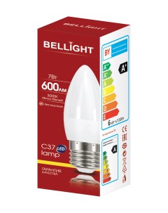 Лампа светодиодная С37 7Вт Е27 3000К LED Bellight