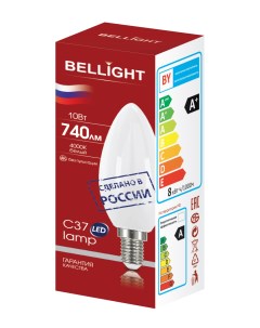 Лампа светодиодная С37 10Вт Е14 4000К LED Bellight