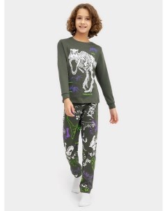 Комплект для мальчиков джемпер брюки в зеленом цвете с принтом скелеты Mark formelle