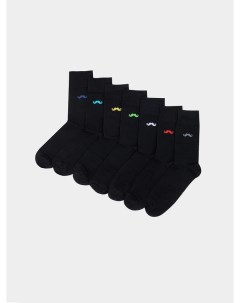 Мультипак высоких мужских носков 7 пар черного цвета с разноцветными усиками Mark formelle
