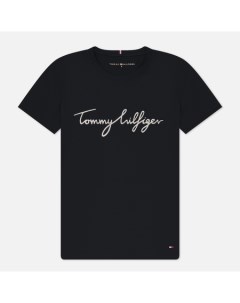 Женская футболка Heritage Crew Neck Graphic цвет чёрный размер S Tommy hilfiger