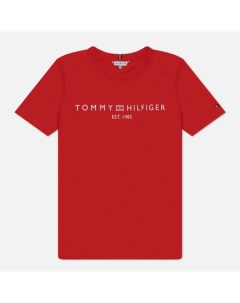Женская футболка Signature Logo Flag Embroidery цвет красный размер XXS Tommy hilfiger