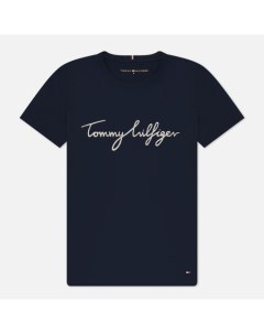 Женская футболка Heritage Crew Neck Graphic цвет синий размер L Tommy hilfiger