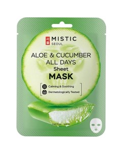 Тканевая маска для лица с экстрактами огурца и алоэ Aloe Cucumber All Days Sheet Mask Mistic