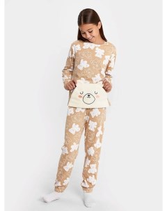 Комплект для девочек джемпер брюки карамельный с принтом мишки Mark formelle