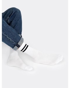 Высокие мужские носки белого цвета с черной полоской Mark formelle