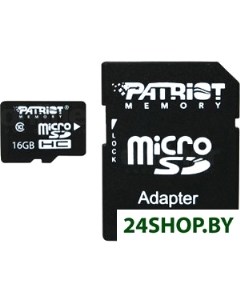 Карта памяти Patriot microSDHC Class 10 16 Гб адаптер PSF16GMCSDHC10 Patriot (компьютерная техника)