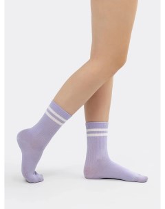 Высокие носки женские с яркими контрастными полосками в светло лавандовом цвете Mark formelle