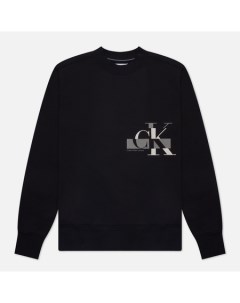 Мужская толстовка Glitched CK Logo Crew Neck цвет чёрный размер M Calvin klein jeans