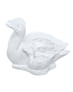Салфетница 15 см с отделением для зубочисток керамика белая Утка с утенком Duck Kuchenland