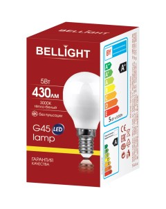 Лампа светодиодная G45 5Вт Е14 3000К LED Bellight