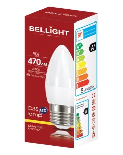 Лампа светодиодная С37 5Вт Е27 3000К LED Bellight