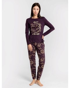 Комплект женский джемпер брюки фиолетовый с принтом эзотерика Mark formelle