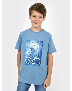Свободная футболка пыльно синего цвета с крупным принтом для мальчиков Mark formelle