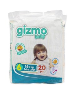 Подгузники детские одноразовые 6 Extra Large 16 kg Gizmo