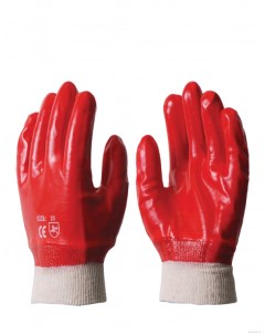 Перчатки трикотажные с полным красным ПВХ покрытием вязанная манжета ГРАНАТ No brand