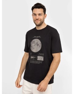 Черная хлопковая футболка с космическим принтом Mark formelle