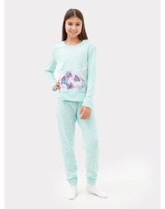 Комплект для девочек джемпер брюки голубой со звездами Mark formelle